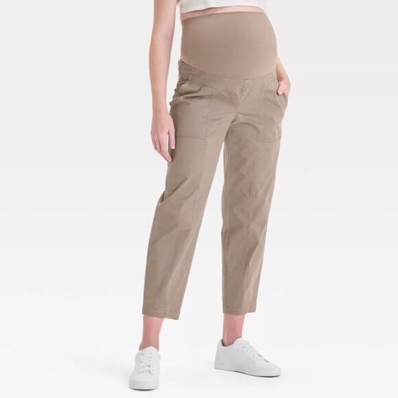 Isabel By Ingrid & Isabel Over The Belly High-Rise Brown Maternity Pants S - Picture 1 of 8